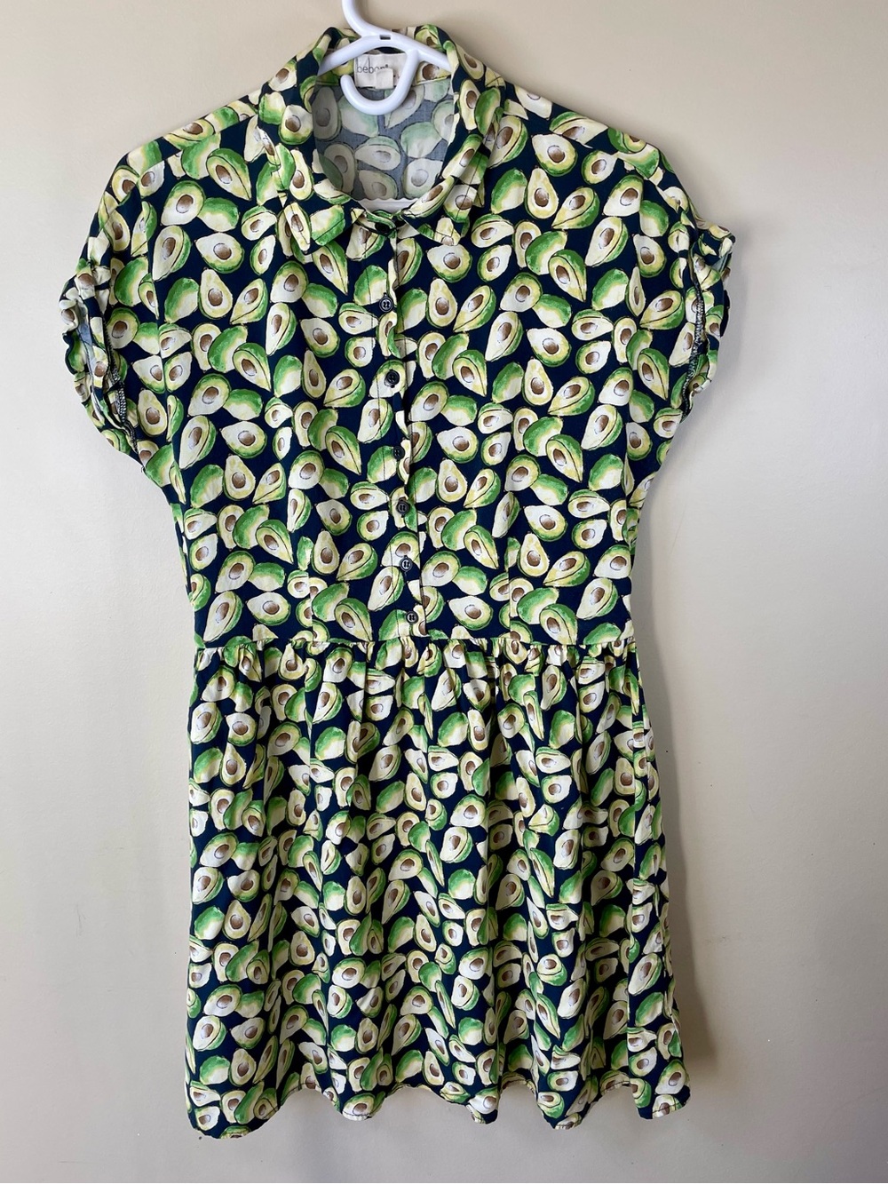 BeBop Avocado Print Short Sleeve Button Front Dress - XL